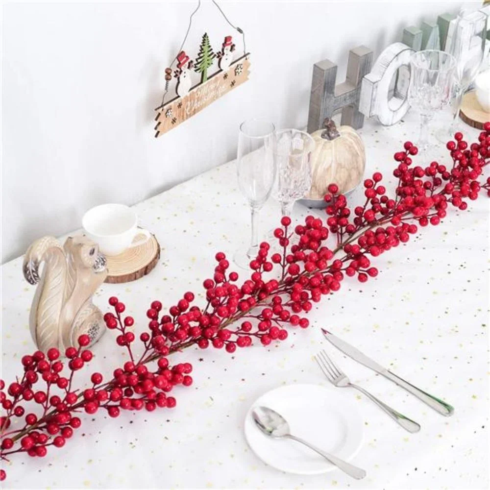 5.58FT Red Berry Christmas Garland, Artificial Berry Garland for Indoor Outdoor